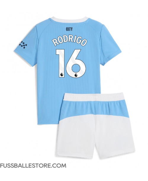 Günstige Manchester City Rodri Hernandez #16 Heimtrikotsatz Kinder 2025-26 Kurzarm (+ Kurze Hosen)